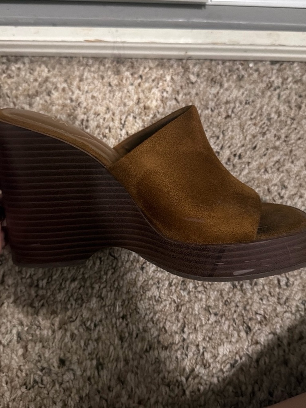 Zara Brown Suede Platform Mule
